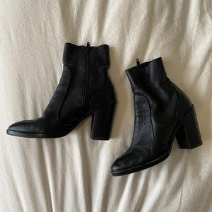 Crosswalk Black Leather Pico Sock Boots